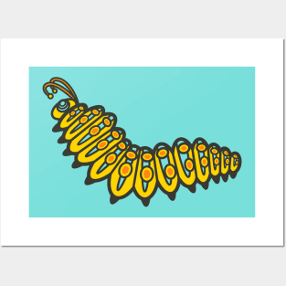 RETRO BUGS CATERPILLAR Cute Friendly Graphic Cartoon Bug - UnBlink Studio by Jackie Tahara Posters and Art